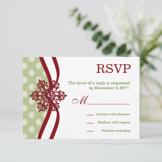 RSVP Winter Wedding Cranberry Light Sage (Staand voorkant)