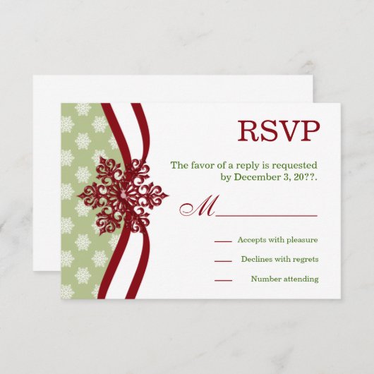 RSVP Winter Wedding Cranberry Light Sage (Voorkant / Achterkant)