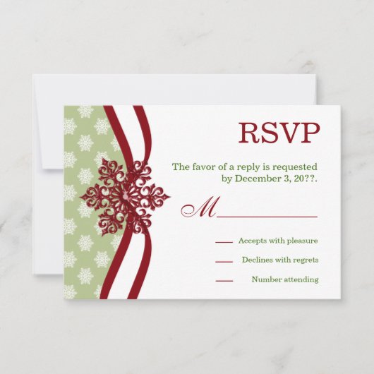 RSVP Winter Wedding Cranberry Light Sage Kaartje (Voorkant)