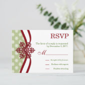 RSVP Winter Wedding Cranberry Light Sage Kaartje (Staand voorkant)