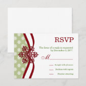 RSVP Winter Wedding Cranberry Light Sage Kaartje (Voorkant / Achterkant)