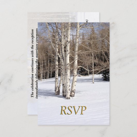 RSVP Winterhuwelijk Aspenbomen in de Sneeuw Kaart (Voorkant / Achterkant)