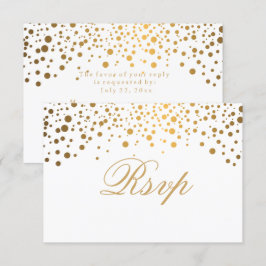 RSVP Wit & Confetti Goud Stip Bruiloft Kaart