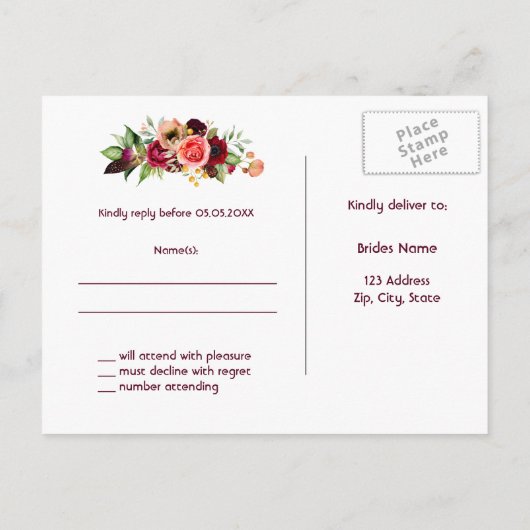 RSVP-witte bloemkolen, gebarentaal Uitnodiging Briefkaart (Achterkant)