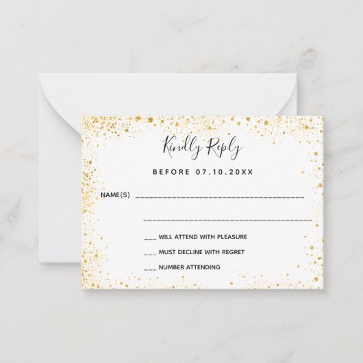 RSVP witte goureuze bruiloft Notitiekaartje (Voorkant)