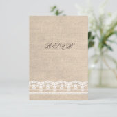 RSVP  Witte Kant & Burlap Wedding Kaart (Staand voorkant)
