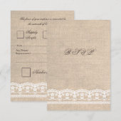 RSVP  Witte Kant & Burlap Wedding Kaart (Voorkant / Achterkant)
