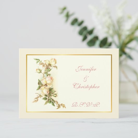 RSVP Witte rozenspray bruiloft (Staand voorkant)