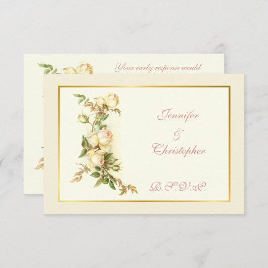 RSVP Witte rozenspray bruiloft (Voorkant / Achterkant)