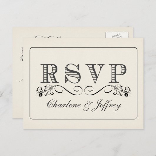 RSVP Witte Trouwantwoord Briefkaarten (Voorkant / Achterkant)