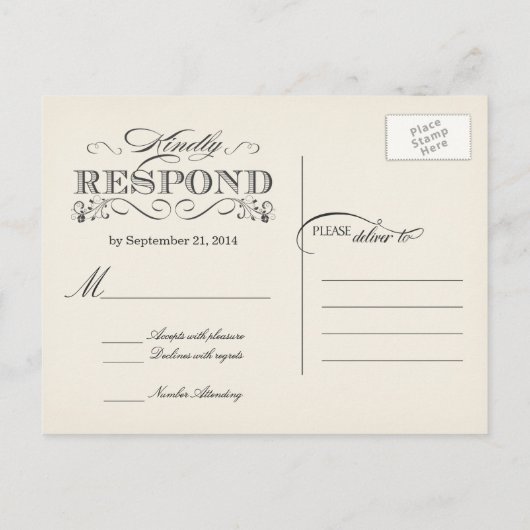 RSVP  Witte Trouwantwoord Briefkaarten (Achterkant)