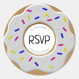 RSVP Witte Vanille Donut & Sprinkles Envelope Seal Ronde Sticker