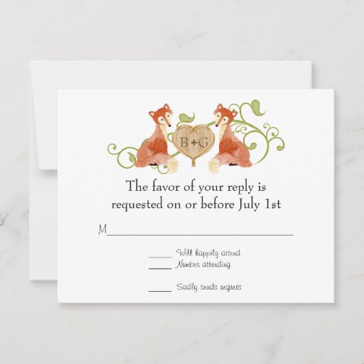 RSVP Woodland Animal Creats Fox Vines Weddings (Voorkant)