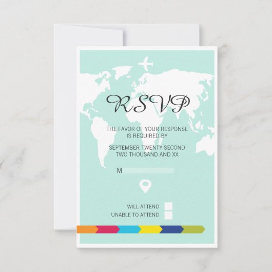 RSVP World Travel Bruiloft Kaartje (Voorkant)