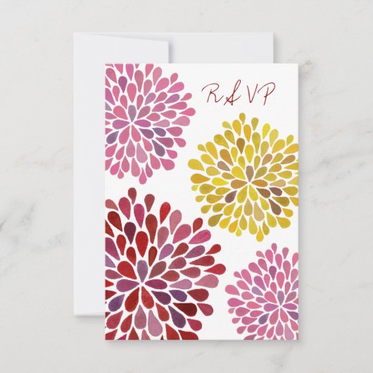 RSVP Yellow Red Pink Flower Blossom Weduwkaart (Voorkant)