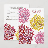RSVP Yellow Red Pink Flower Blossom Weduwkaart (Voorkant / Achterkant)