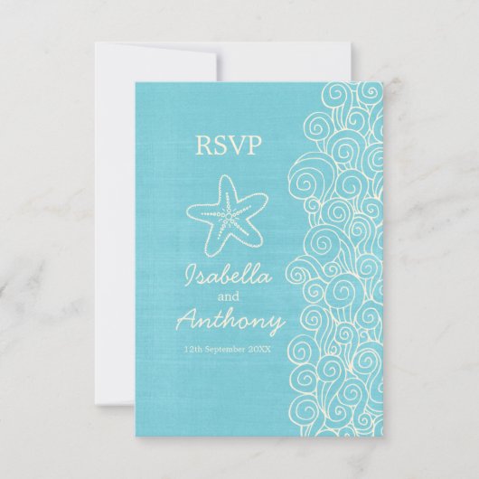 RSVP zee ster & zwamblauw- en crèmebruiloft RSVP (Voorkant)