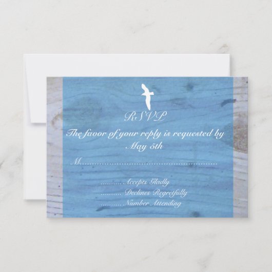 RSVP zeemeeuw/Nautical Wedding Kaartje (Voorkant)