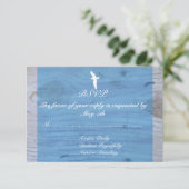 RSVP zeemeeuw/Nautical Wedding Kaartje (Staand voorkant)