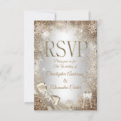 RSVP Zilver Beige Crème Parel Boog Sneeuwvlok 2 Kaart (Voorkant)