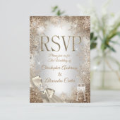 RSVP Zilver Beige Crème Parel Boog Sneeuwvlok 2 Kaart (Staand voorkant)