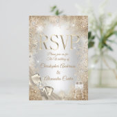 RSVP Zilver Beige Crème Parel Boog Sneeuwvlok Kaart (Staand voorkant)