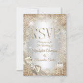 RSVP Zilver Beige Crème Parel Boog Sneeuwvlok Kaart (Voorkant)