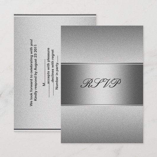 RSVP Zilver Grijs Metaal Zwart 21e Verjaardag (Voorkant / Achterkant)