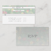 RSVP Zilver Groen Bloemen Bruiloft Informatiekaartje (Voorkant / Achterkant)