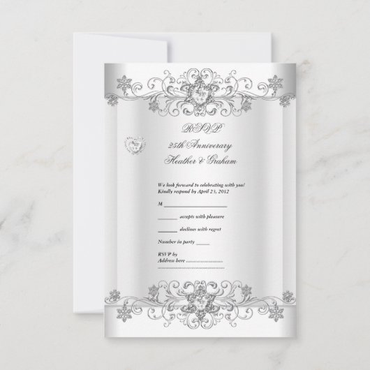 RSVP Zilver Witte Diamanten Harten (Achterkant)