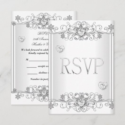 RSVP Zilver Witte Diamanten Harten 2 (Voorkant / Achterkant)
