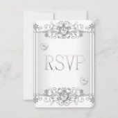 RSVP Zilver Witte Diamanten Harten 2 Kaart (Voorkant)
