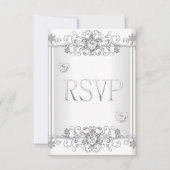 RSVP Zilver Witte Diamanten Harten 2 Kaartje (Voorkant)