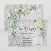 RSVP Zilveren Bruiloft Glitter Bruids Mint Glitter Kaartje (Voorkant / Achterkant)