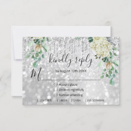RSVP Zilveren Bruiloft Glitter Bruids Mint Glitter Kaartje