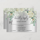 RSVP Zilveren Bruiloft Glitter Bruids Mint Groen D (Voorkant / Achterkant)