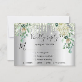 RSVP Zilveren Bruiloft Glitter Bruids Mint Groen D Kaartje
