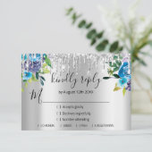 RSVP Zilveren Bruiloft Glitter Bruids Navy VIP Dri (Staand voorkant)