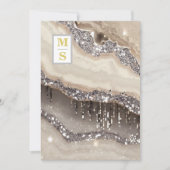 *~ RSVP ZILVEREN IVOOR QR Initialen AR66 Bruiloft Kaart (Voorkant)