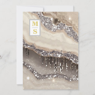 *~ RSVP ZILVEREN IVOOR QR Initialen AR66 Bruiloft Kaart