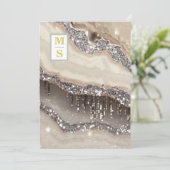 *~ RSVP ZILVEREN IVOOR QR Initialen AR66 Bruiloft Kaart (Staand voorkant)