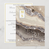 *~ RSVP ZILVEREN IVOOR QR Initialen AR66 Bruiloft Kaart (Voorkant / Achterkant)