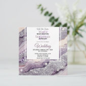 *~* RSVP ZILVEREN LAVENDEL QR AGATE AR66 Bruiloft Kaart (Staand voorkant)