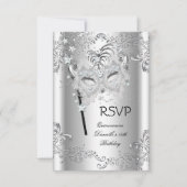 RSVP Zilveren Quinceanera 15e verjaardag Masquerad (Voorkant)