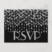 RSVP | Zilveren vallende sterren Uitnodiging Briefkaart (Voorkant)