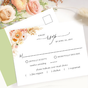 RSVP zonder maaltijden, perziken en groen Briefkaa Briefkaart