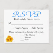 RSVP Zonnebloem Blauw & Geel Bloemen Huwelijk Uitnodiging Briefkaart (Voorkant)
