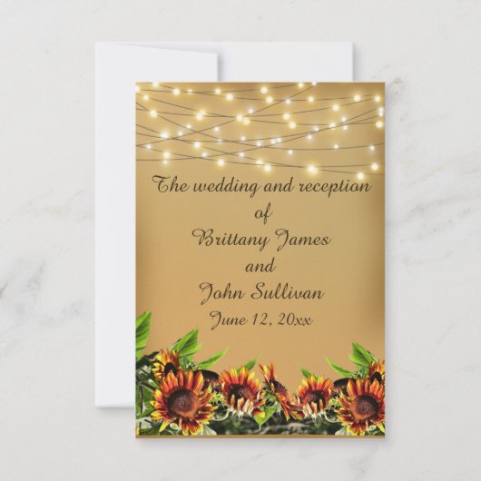 RSVP Zonnebloem Bruiloft Aankondiging (Achterkant)