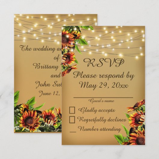 RSVP Zonnebloem Bruiloft Aankondiging (Voorkant / Achterkant)