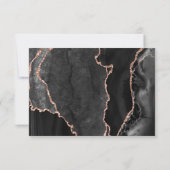 RSVP Zwart Agaat Roos Goud Glitter Response Kaart (Achterkant)